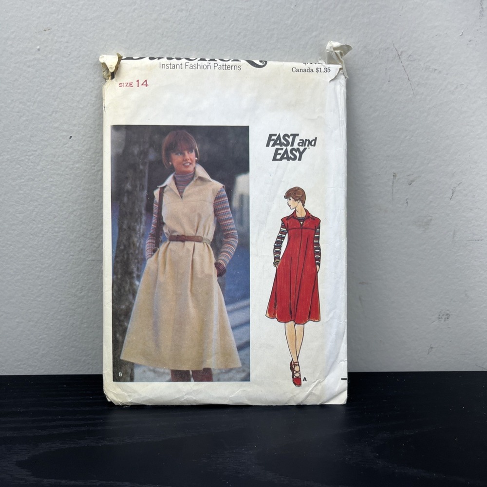 Vintage 1970s Butterick 4948 Dress Jumper Sewing Pattern Size 14 Yoked Bodice